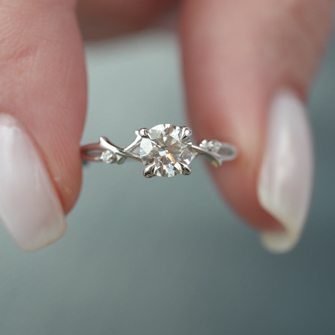 The Coco Round Lab Diamond Moissanite Engagement Ring