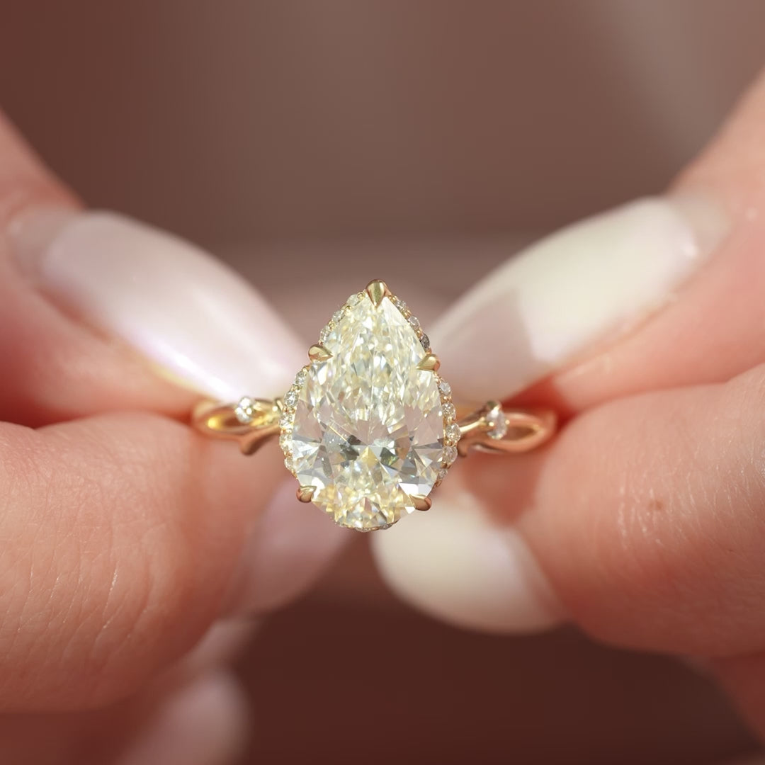 The Halo Coco Pear Lab Diamond Moissanite Engagement Ring