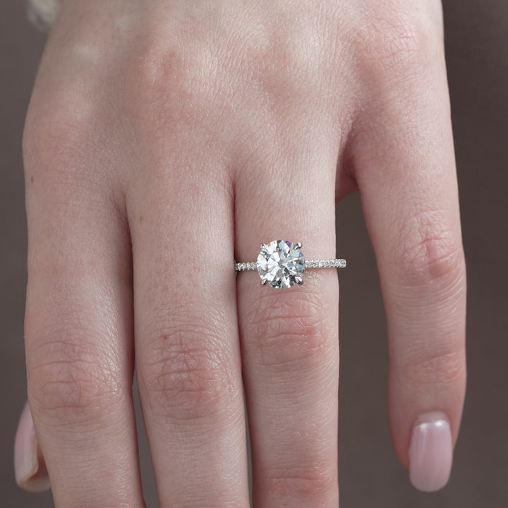 The Pave Clara Round Lab Diamond Moissanite Engagement Ring *Shown with 2.5 ct #material_white