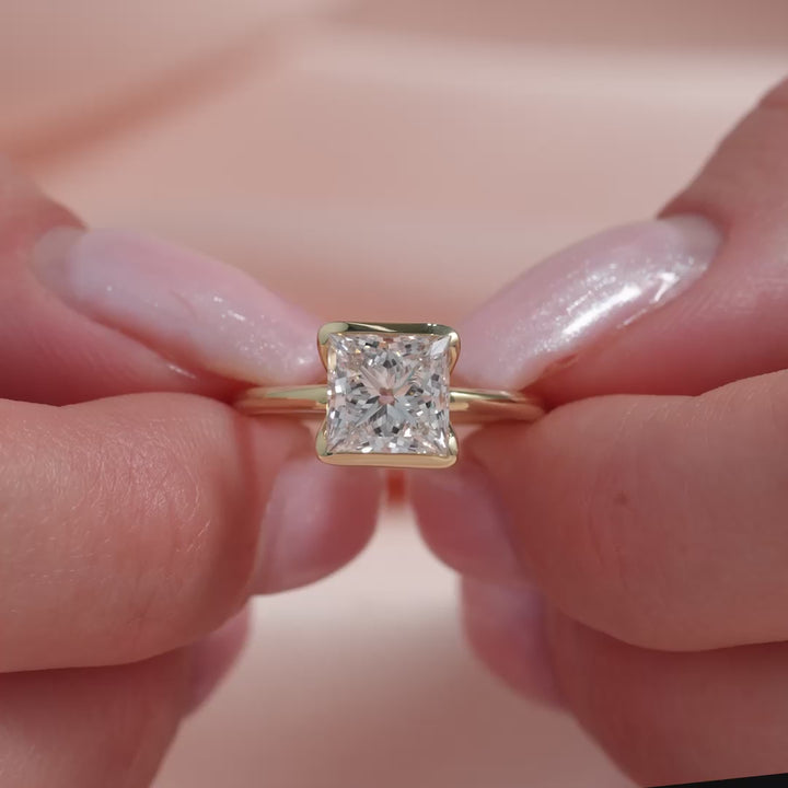 The Elina Princess Lab Diamond Moissanite Engagement Ring *Shown with 2 ct #material_gold