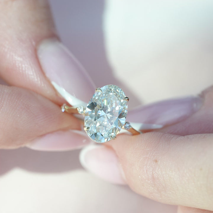 The Morgan Oval Lab Diamond Moissanite Engagement Ring *Shown with 3.5 ct #material_gold