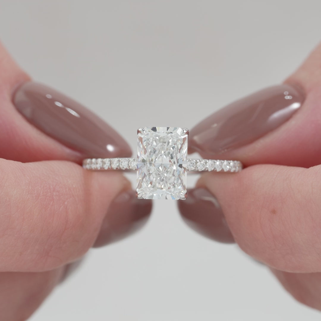 The Pave Abby Radiant Lab Diamond Moissanite Engagement Ring