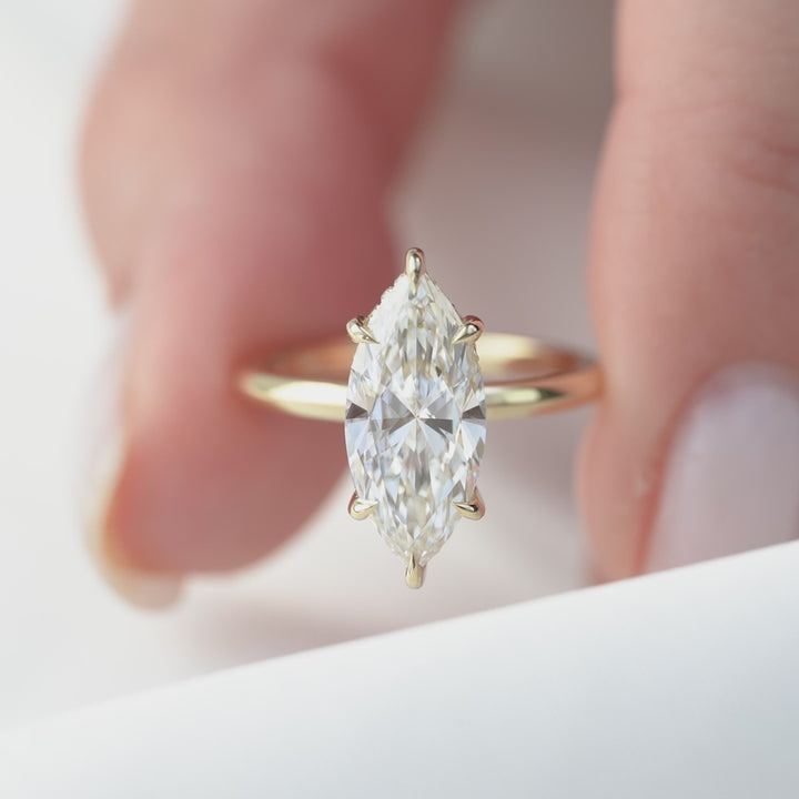 The Razor Liberty Marquise Lab Diamond Moissanite Engagement Ring *Shown with 2.5 ct #material_gold