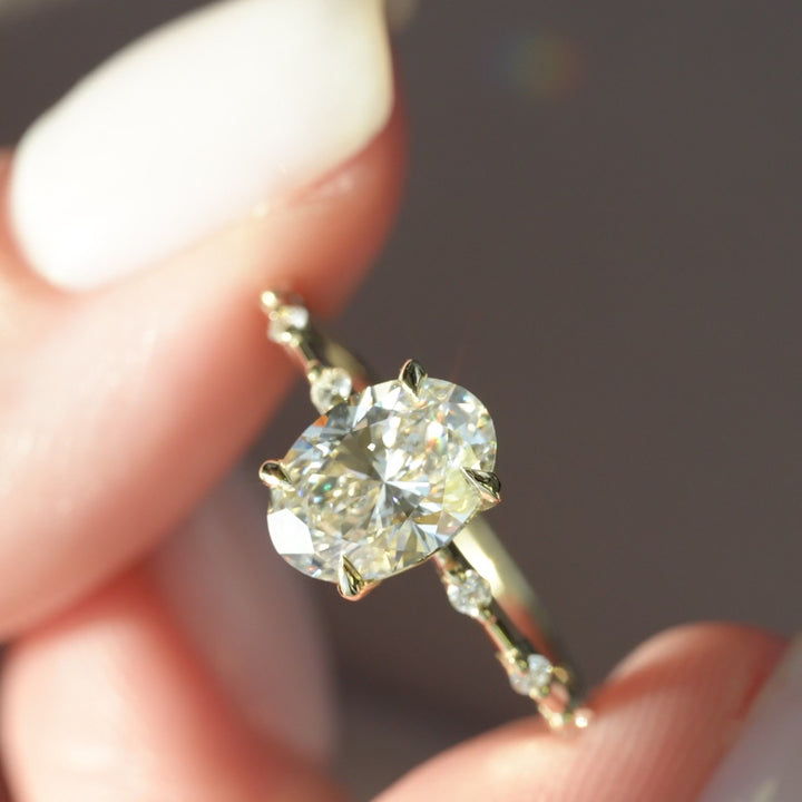 The Morgan Oval Lab Diamond Moissanite Engagement Ring *Shown with 2 ct #material_gold