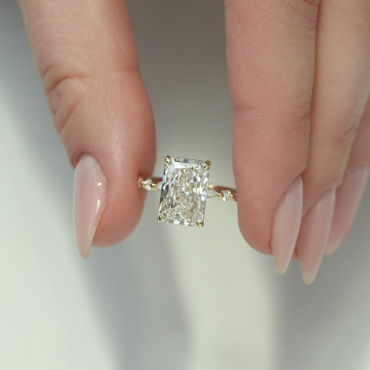 The Lyra Radiant Lab Diamond Moissanite Engagement Ring *Shown with 3.5 ct #material_gold