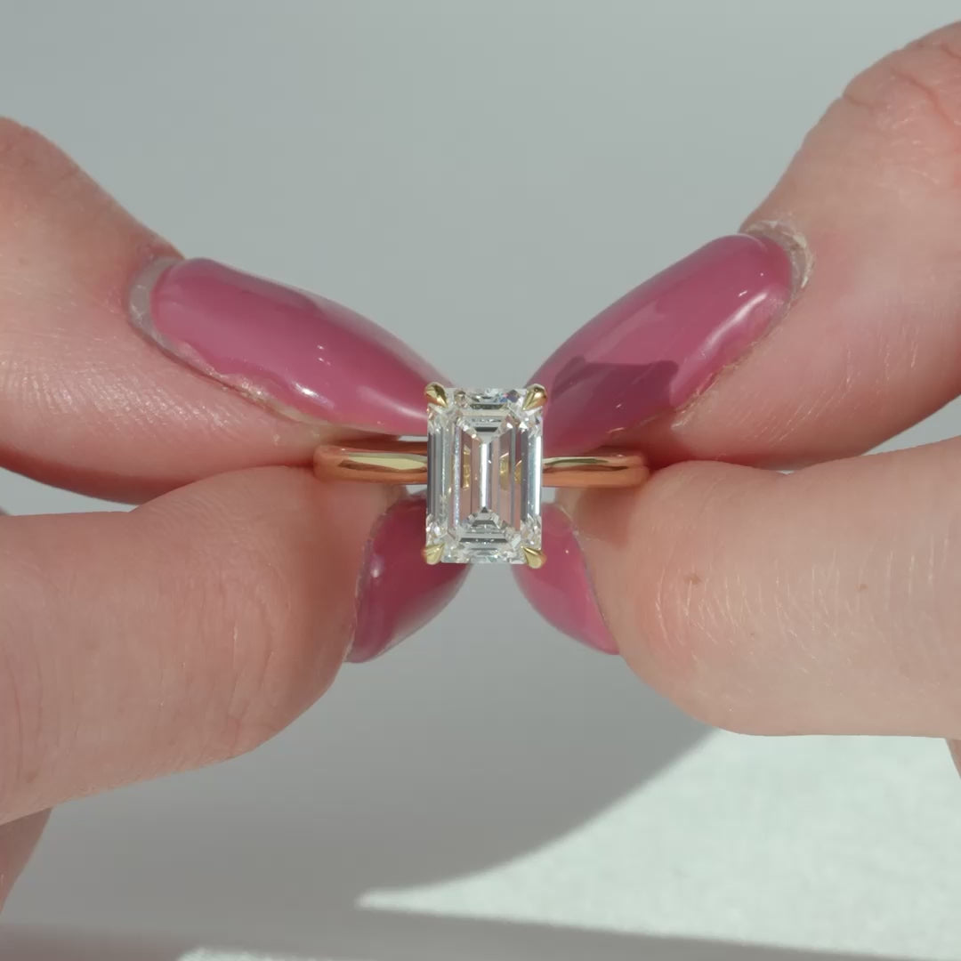 The Lacole Emerald Lab Diamond Moissanite Engagement Ring