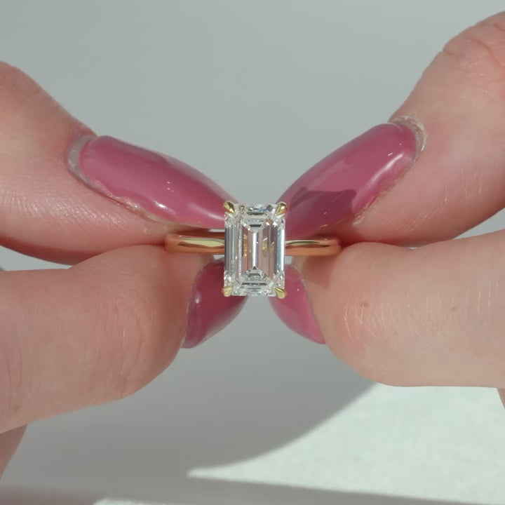 The Lacole Emerald Lab Diamond Moissanite Engagement Ring *Shown with 2.5 ct #material_gold