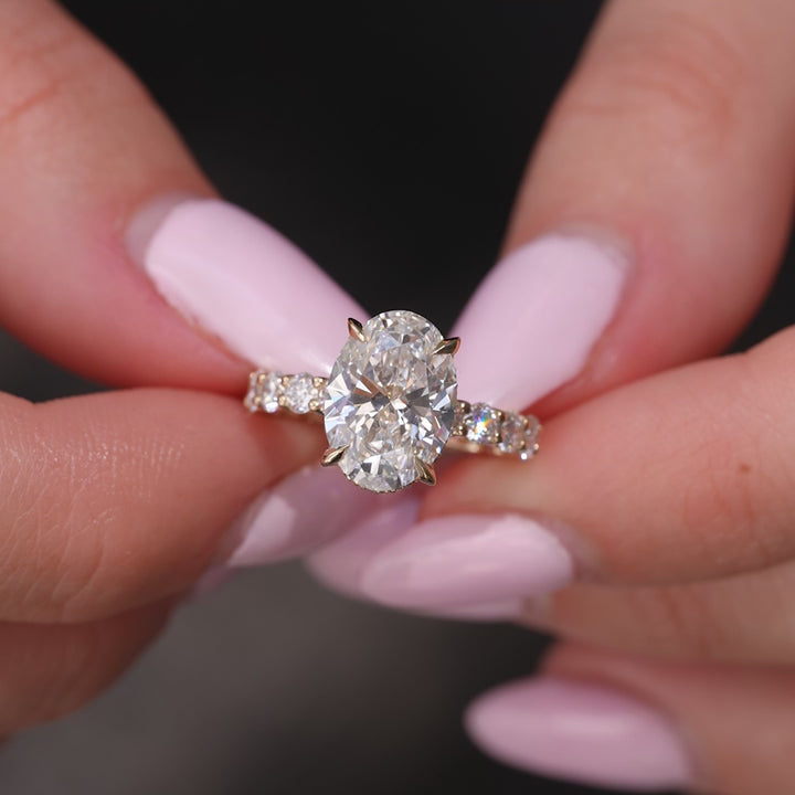 The Amora Oval Lab Diamond Moissanite Engagement Ring *Shown with 3 ct #material_gold