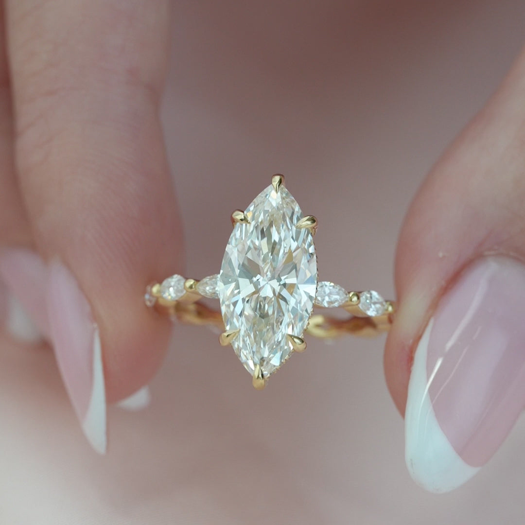 The Linda Marquise Lab Diamond Moissanite Engagement Ring