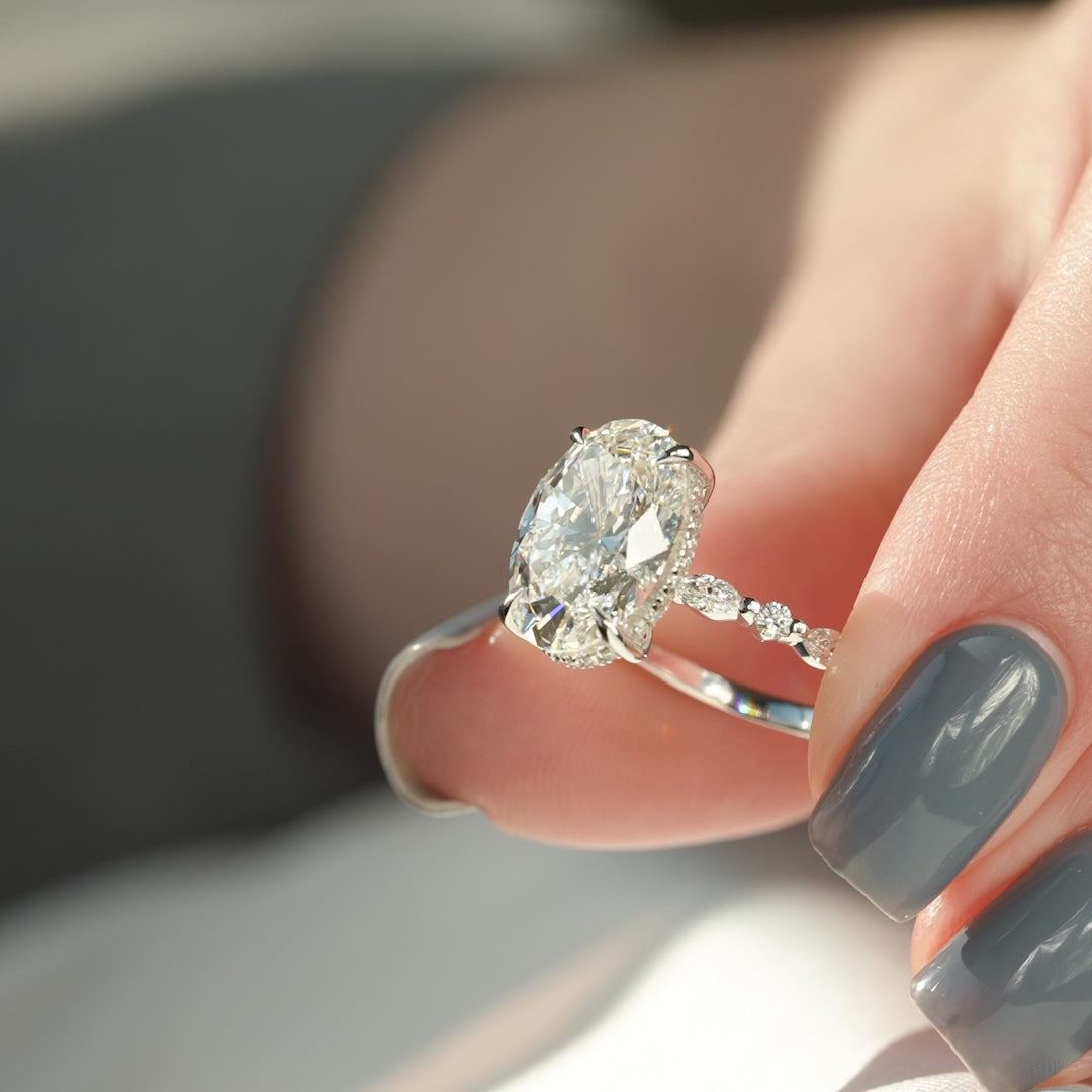 The Lyra Oval Lab Diamond Moissanite Engagement Ring