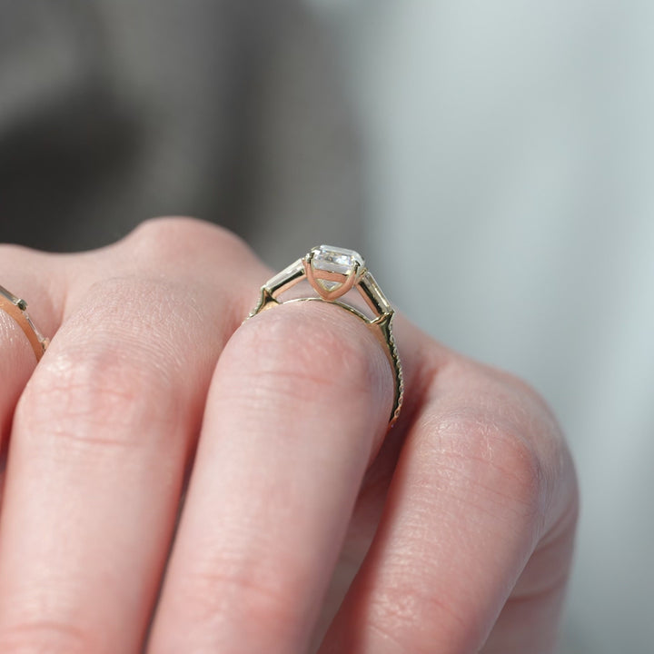 The Pave Leona Emerald Lab Diamond Moissanite Engagement Ring *Shown with 2 ct #material_gold