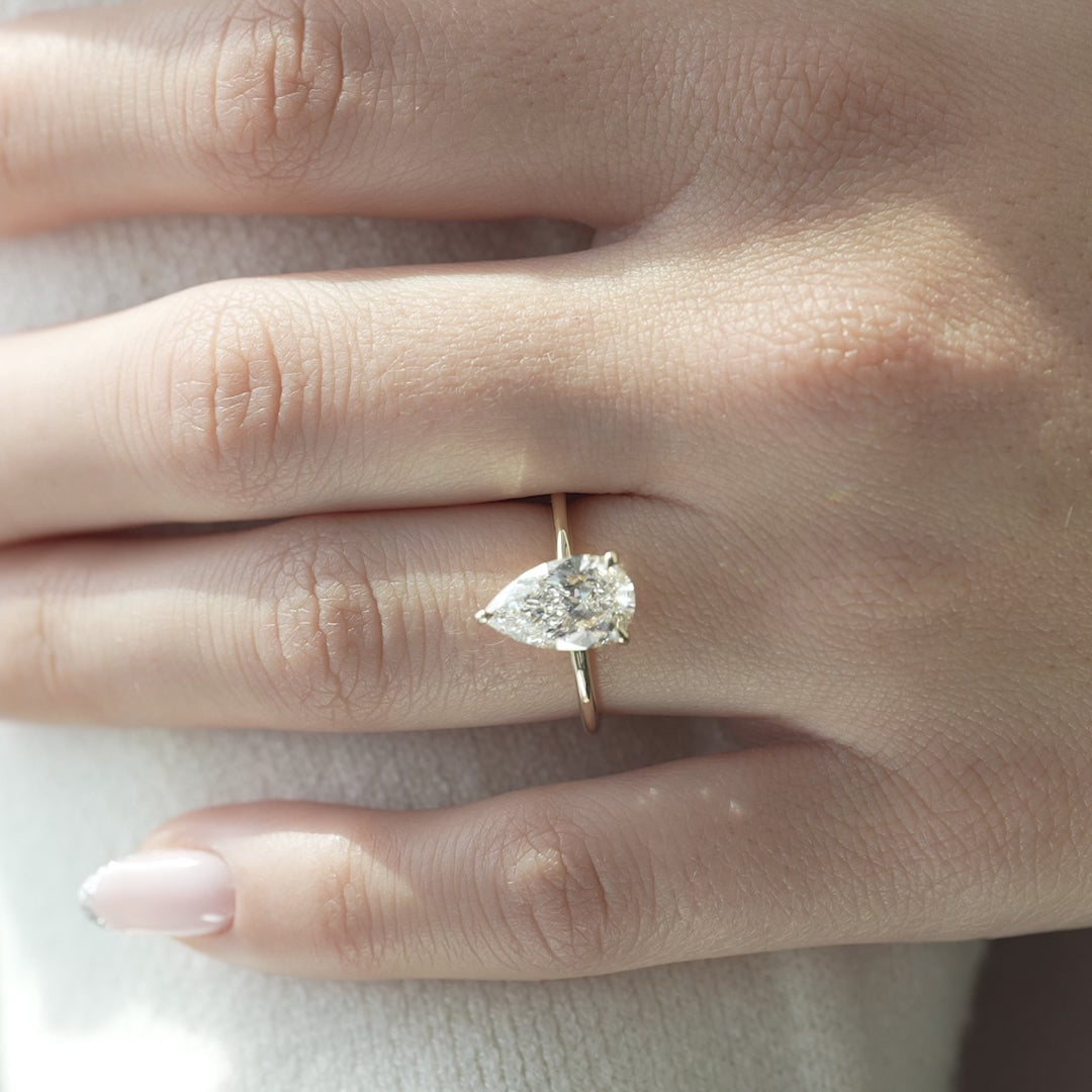 The Liberty Pear Lab Diamond Moissanite Engagement Ring