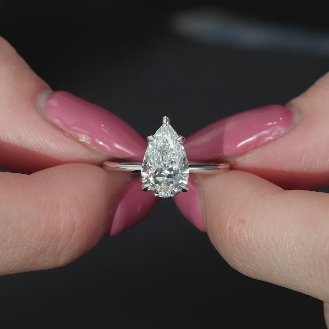 The Cecelia Pear Lab Diamond Moissanite Engagement Ring