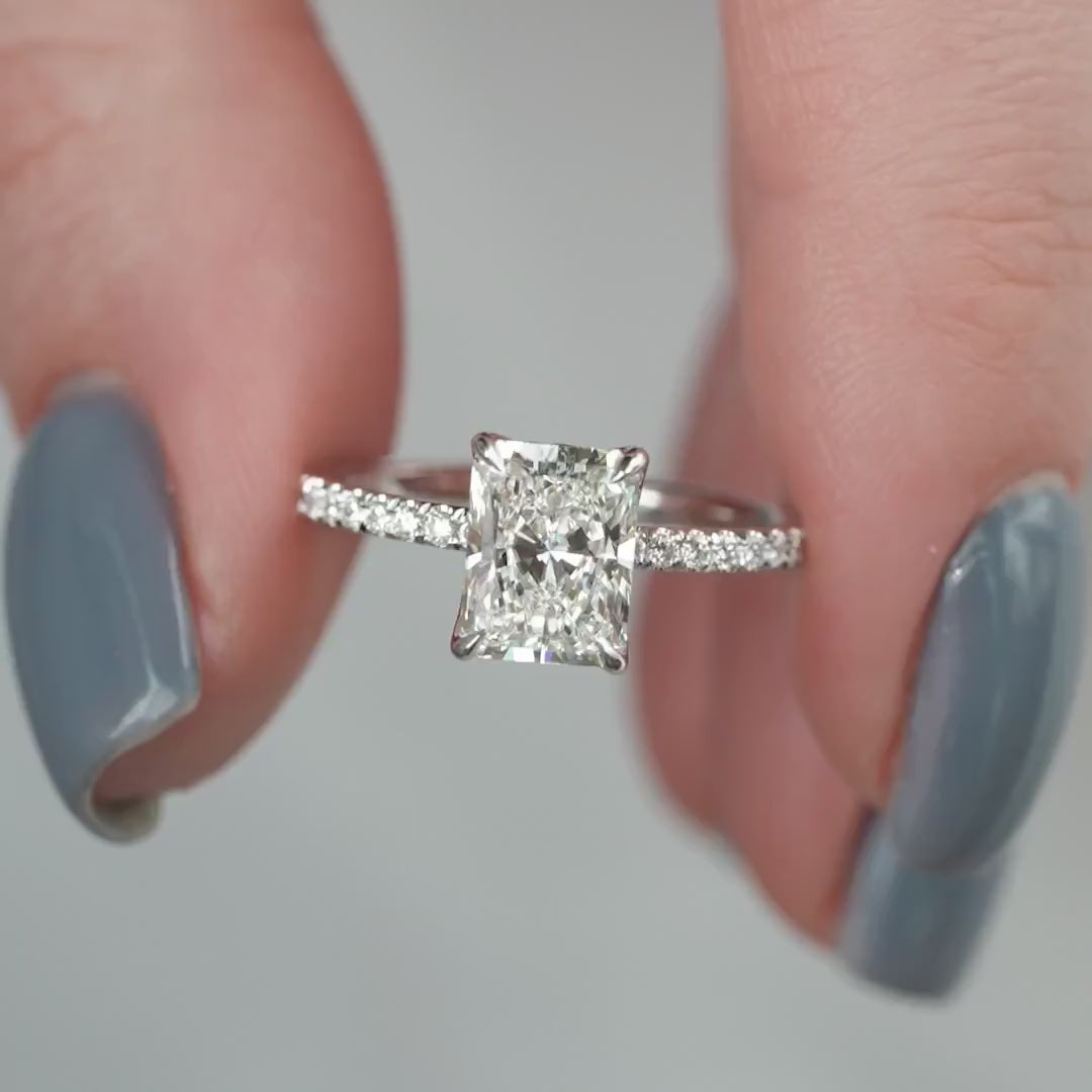 The Pave Abby Radiant Lab Diamond Moissanite Engagement Ring