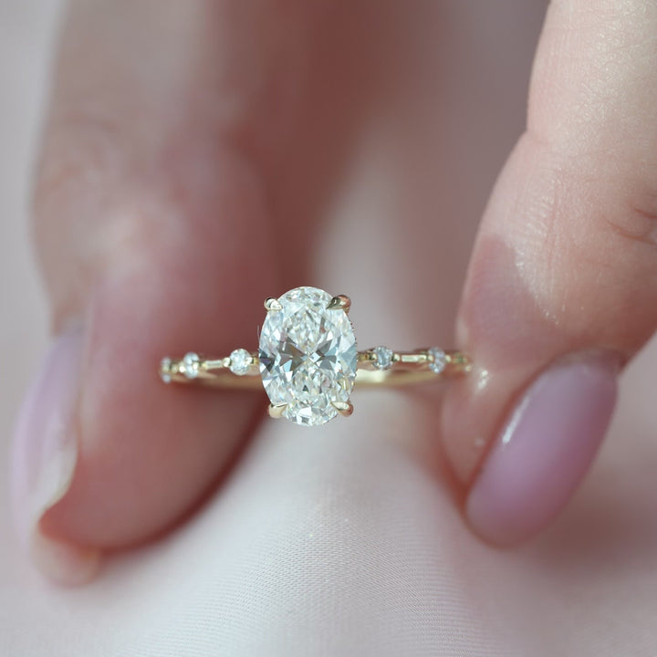 The Hidden Halo Morgan Oval Lab Diamond Moissanite Engagement Ring *Shown with 1.5 ct #material_gold