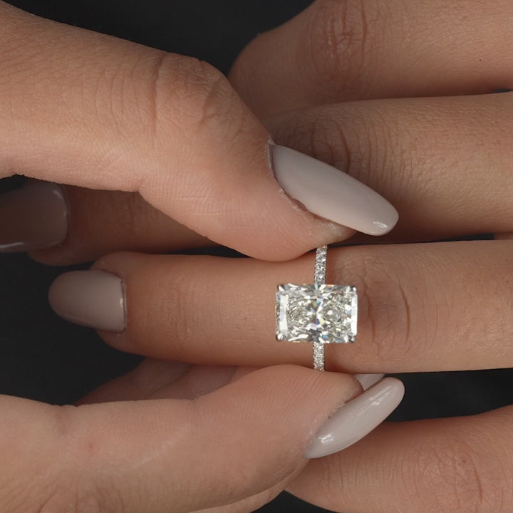 The Pave Liberty Radiant Lab Diamond Moissanite Engagement Ring *Shown with 3 ct #material_white