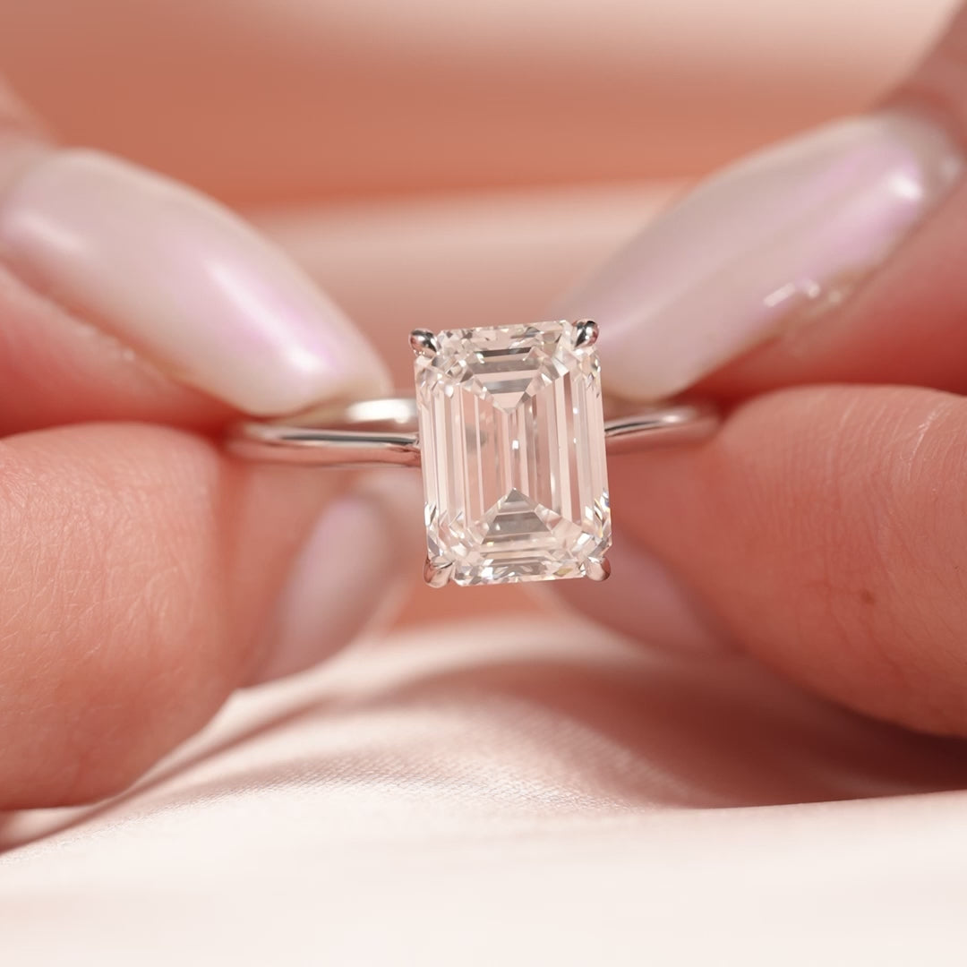 The Lacole Emerald Lab Diamond Moissanite Engagement Ring