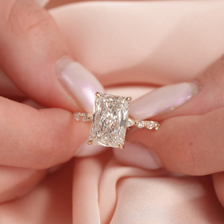 The Lyra Radiant Lab Diamond Moissanite Engagement Ring *Shown with 4.5 ct #material_gold