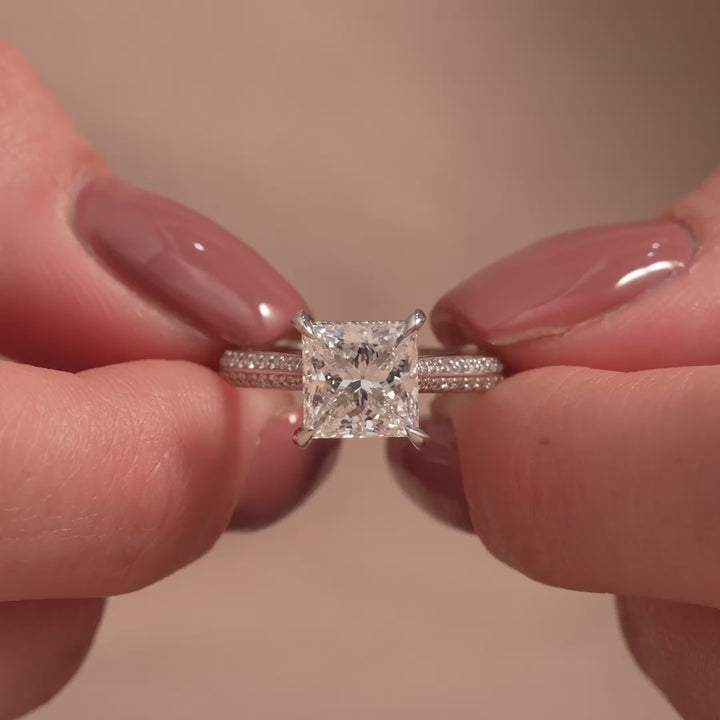 The Kaira Princess Lab Diamond Moissanite Engagement Ring *Shown with 2.5 ct #material_white