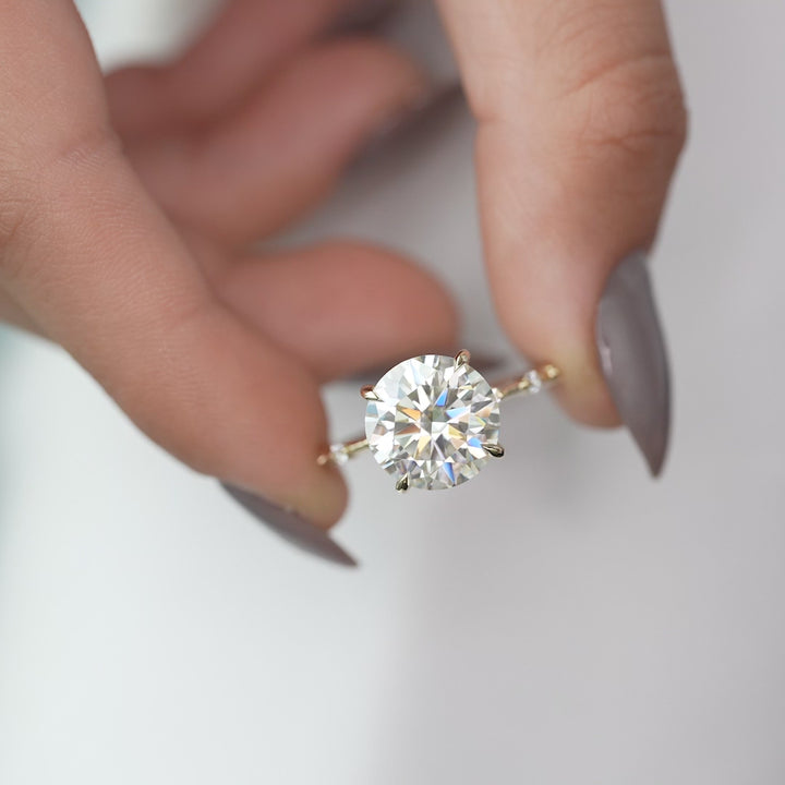 The Hidden Halo Morgan Round Lab Diamond Moissanite Engagement Ring *Shown with 5 ct #material_gold