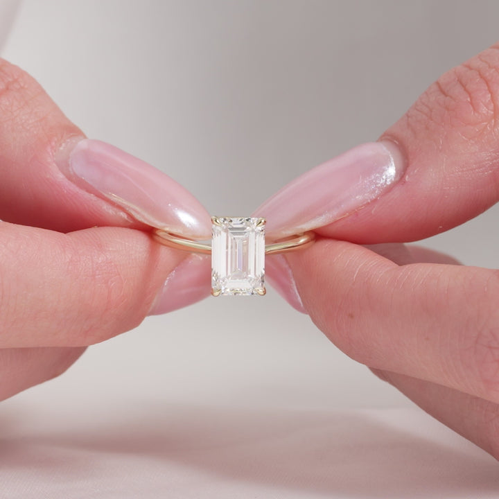 The Lacole Emerald Lab Diamond Moissanite Engagement Ring *Shown with 3 ct #material_gold