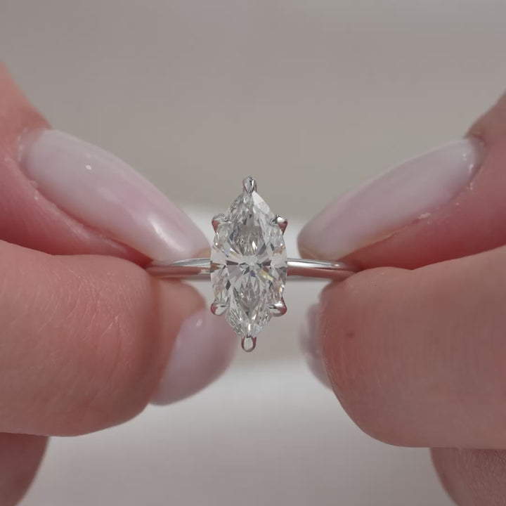 The Cecelia Marquise Lab Diamond Moissanite Engagement Ring *Shown with 2 ct #material_white