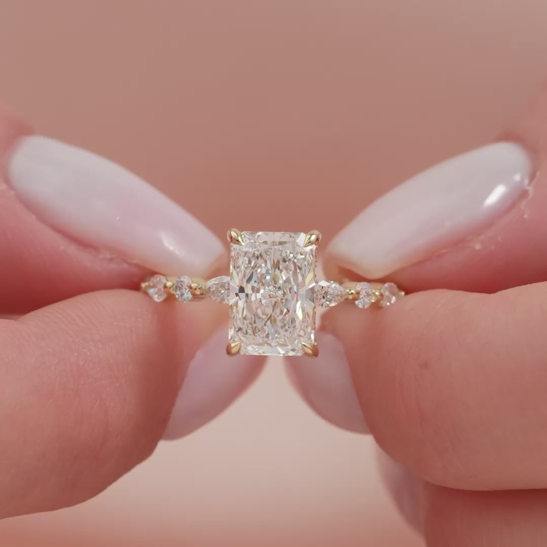 The Lyra Radiant Lab Diamond Moissanite Engagement Ring