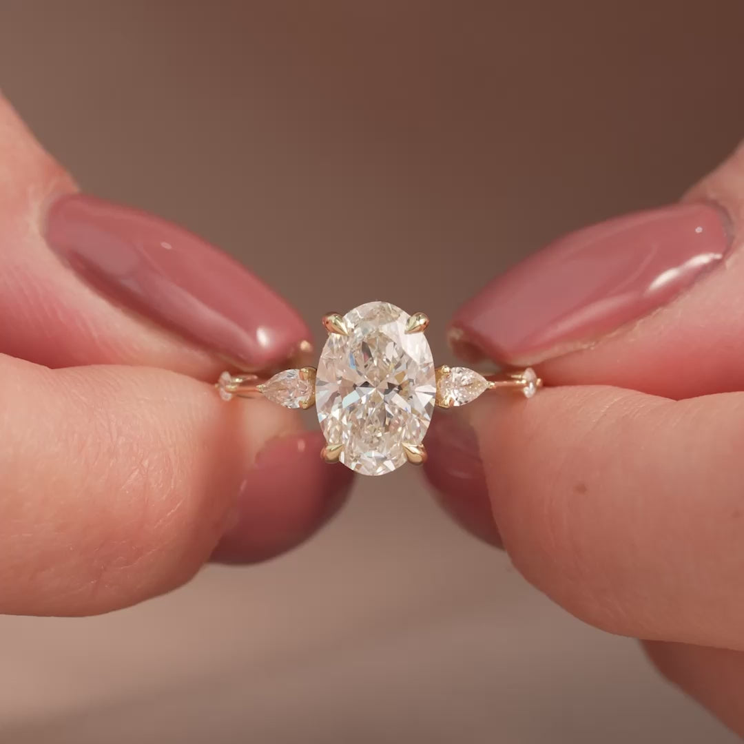 The Niko Oval Lab Diamond Moissanite Engagement Ring