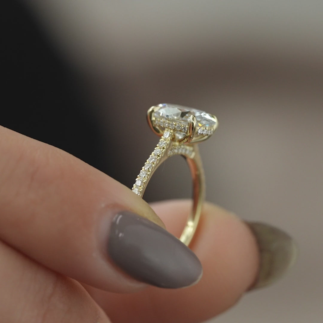 The Pave Natasha Oval Lab Diamond Moissanite Engagement Ring