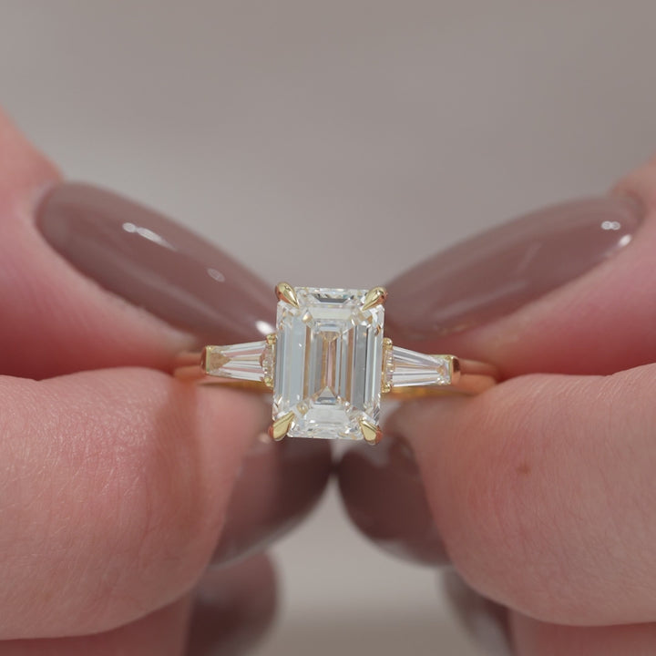 The Leona Emerald Lab Diamond Moissanite Engagement Ring *Shown with 2.5 ct #material_gold
