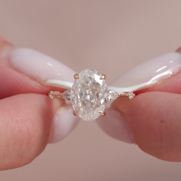 The Niko Oval Lab Diamond Moissanite Engagement Ring *Shown with 3 ct #material_rose