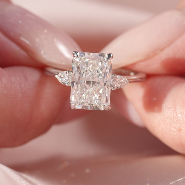 The Pears Leona Radiant Lab Diamond Moissanite Engagement Ring *Shown with 3 ct #material_white