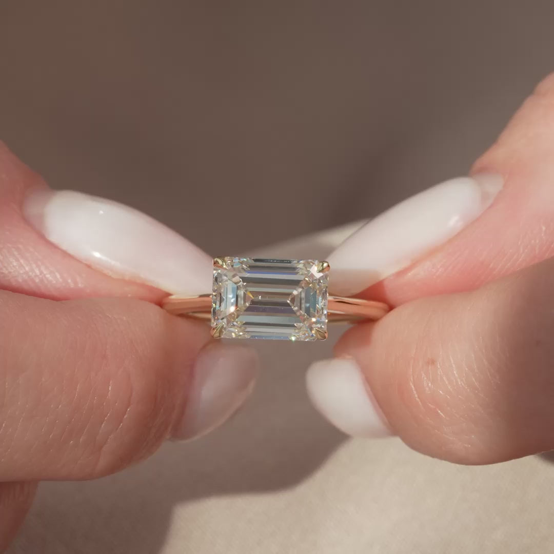 The Lacole Emerald Lab Diamond Moissanite Engagement Ring