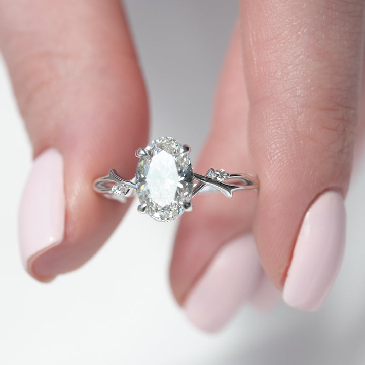 The Coco Oval Lab Diamond Moissanite Engagement Ring *Shown with 2 ct #material_white