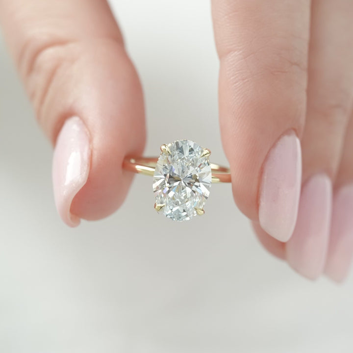 The Crown Liberty Oval Lab Diamond Moissanite Engagement Ring *Shown with 3.5 ct #material_gold