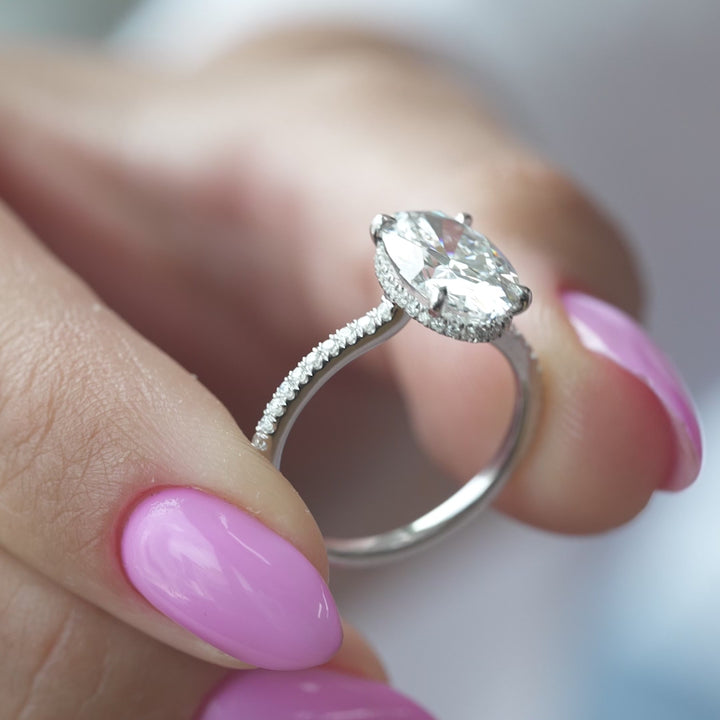 The Ayden Oval Lab Diamond Moissanite Engagement Ring *Shown with 3 ct #material_white