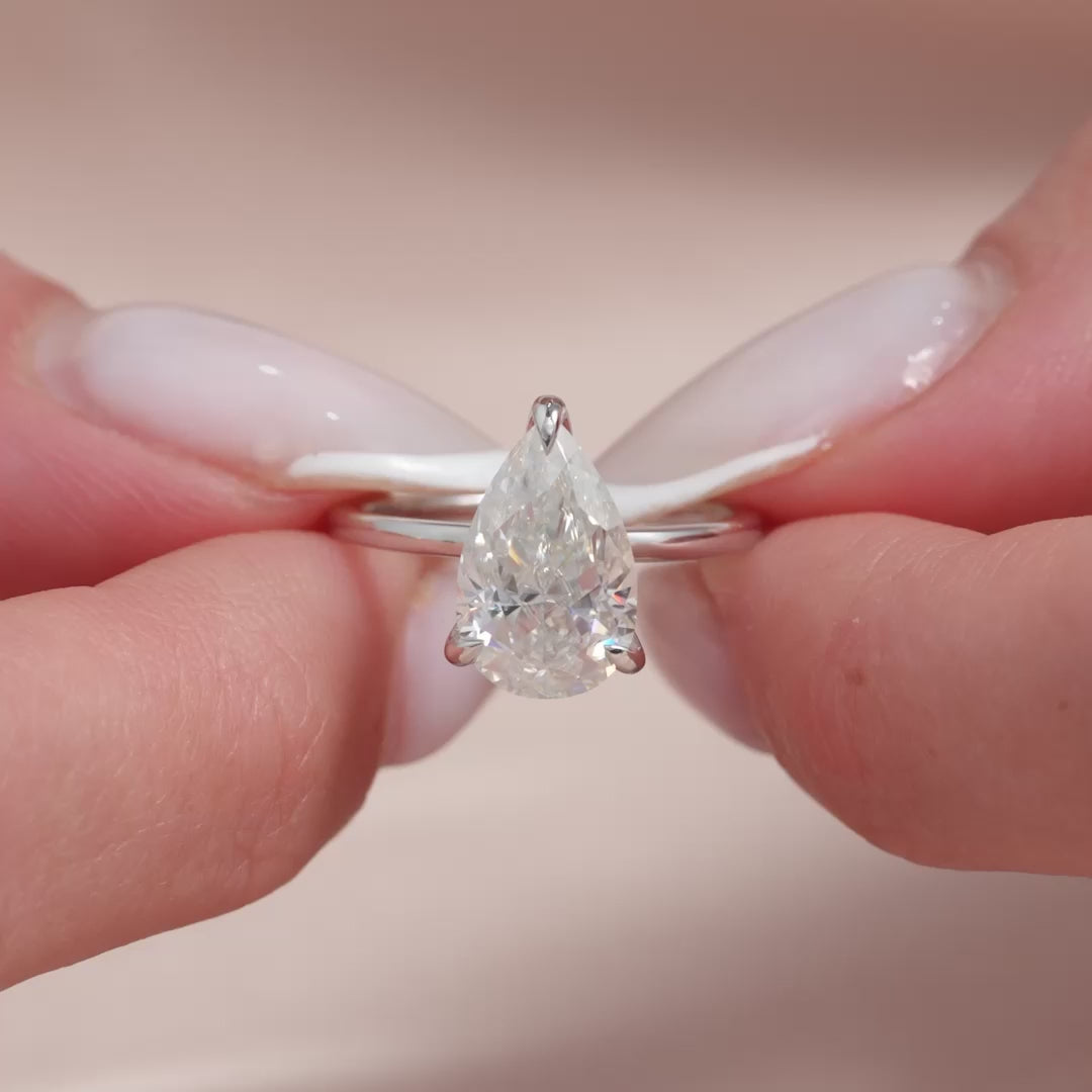 The Navy Pear Lab Diamond Moissanite Engagement Ring