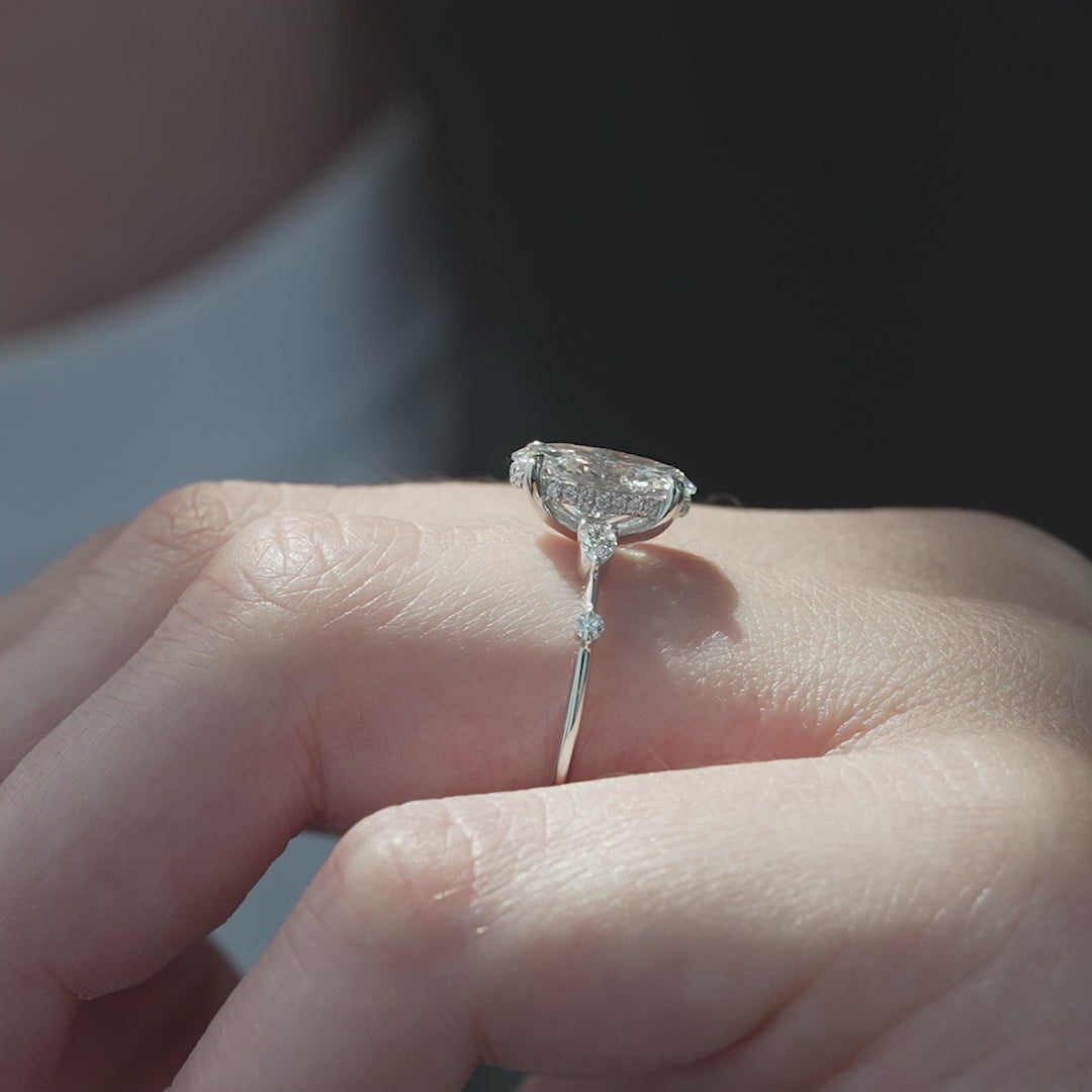 The Niko Oval Lab Diamond Moissanite Engagement Ring