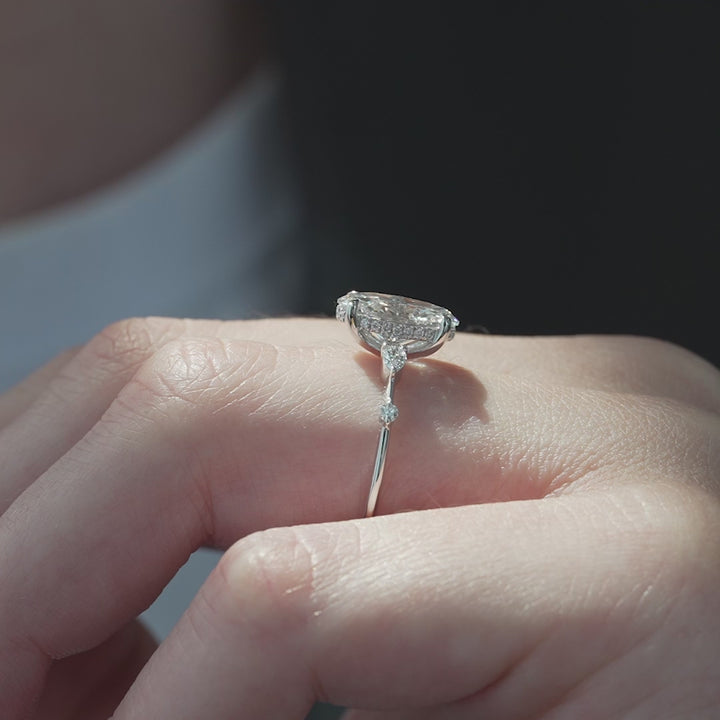 The Niko Oval Lab Diamond Moissanite Engagement Ring *Shown with 2 ct #material_white