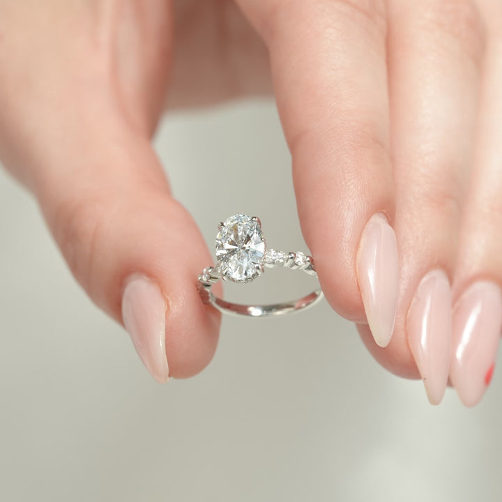 The Lyra Oval Lab Diamond Moissanite Engagement Ring *Shown with 1.5 ct #material_white