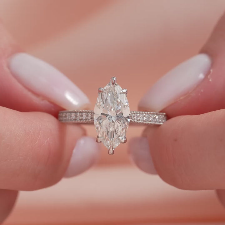 The Josephine Marquise Lab Diamond Moissanite Engagement Ring *Shown with 2.5 ct #material_white