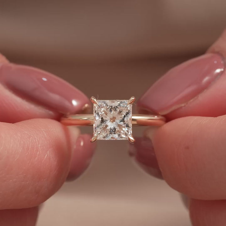 The Liberty Princess Lab Diamond Moissanite Engagement Ring *Shown with 2 ct #material_rose