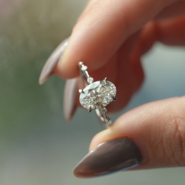 The Morgan Oval Lab Diamond Moissanite Engagement Ring *Shown with 2 ct #material_white