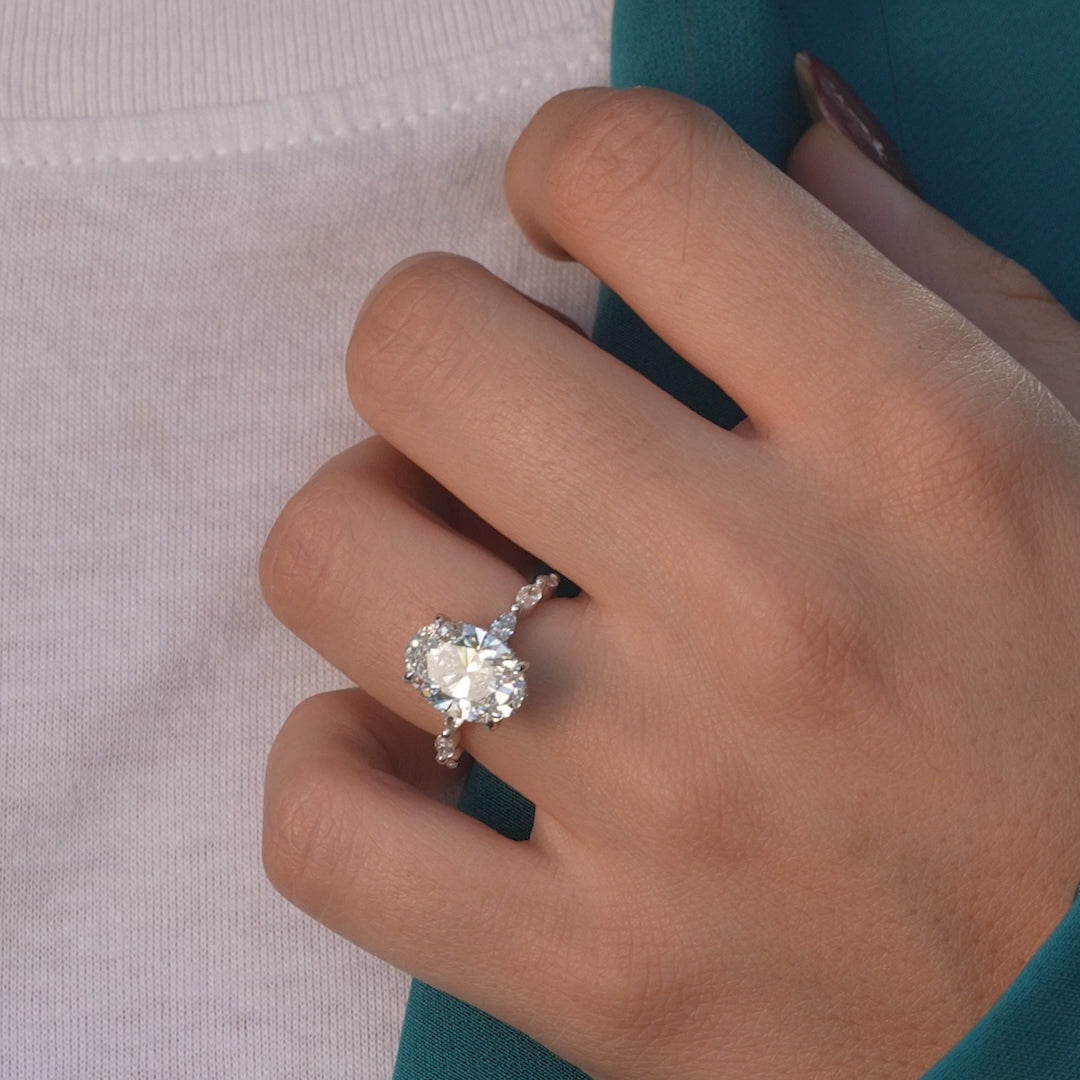 The Linda Oval Lab Diamond Moissanite Engagement Ring