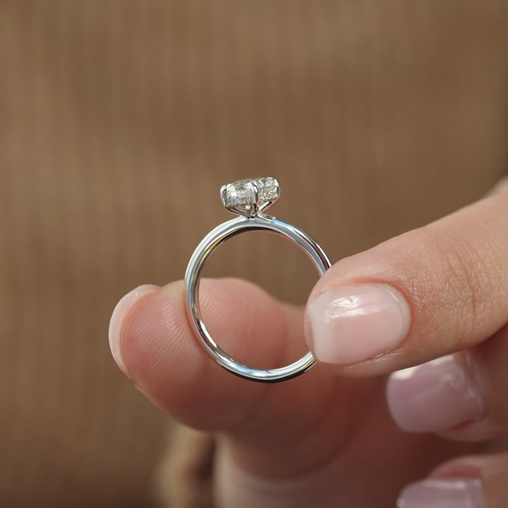 The Liberty Oval Lab Diamond Moissanite Engagement Ring *Shown with 2 ct #material_white