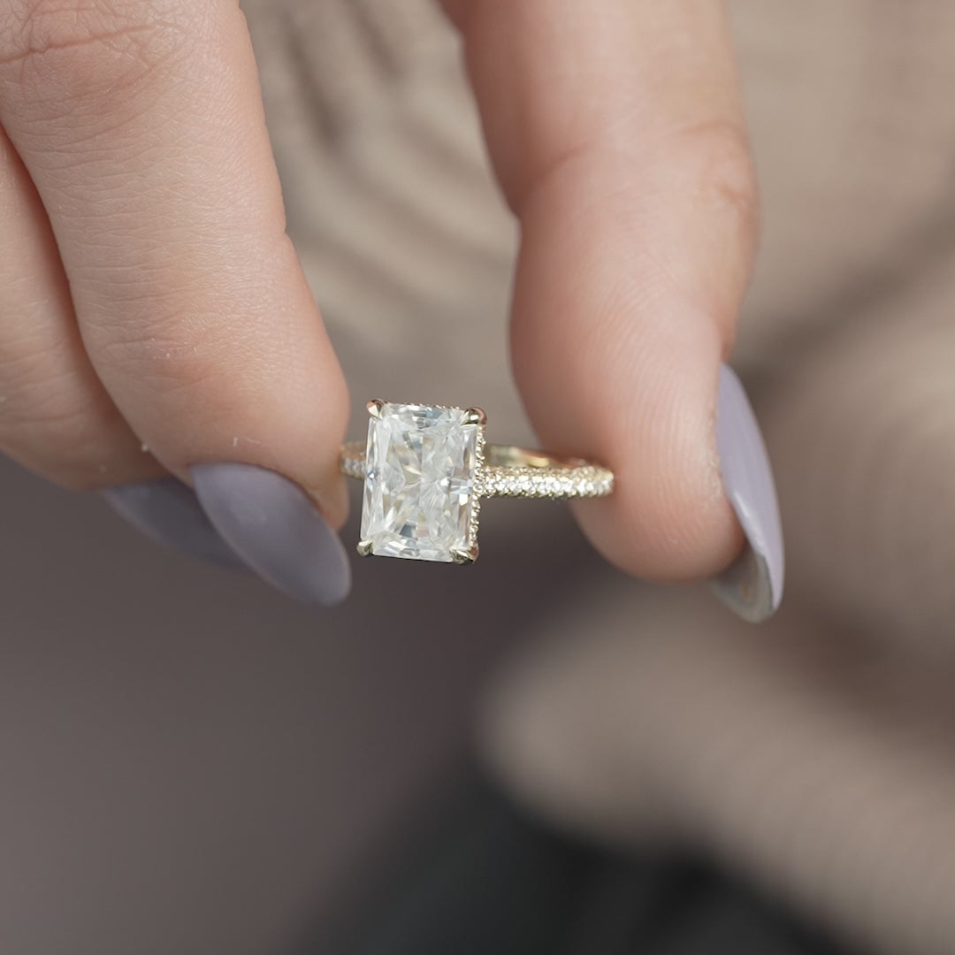 The Rosie Radiant Lab Diamond Moissanite Engagement Ring