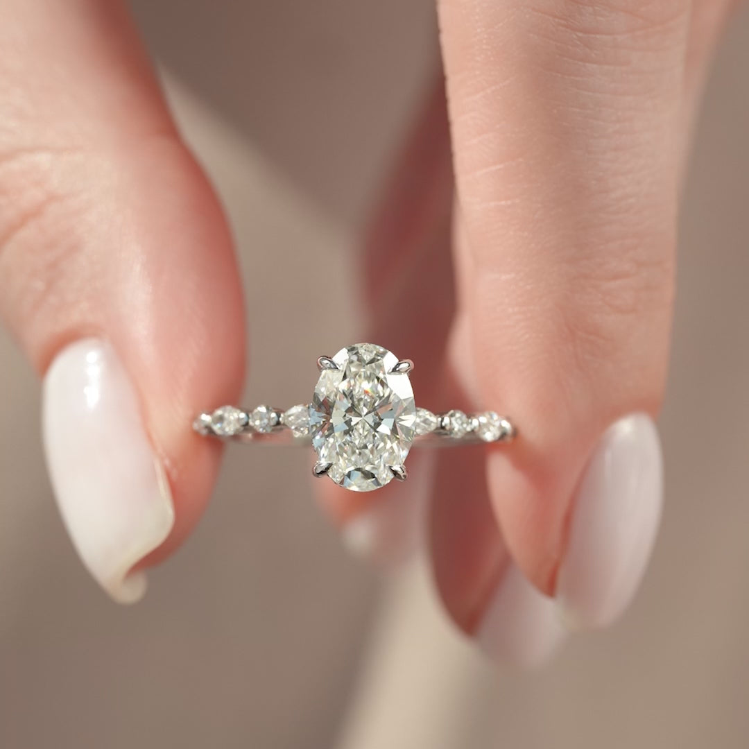 The Lyra Oval Lab Diamond Moissanite Engagement Ring