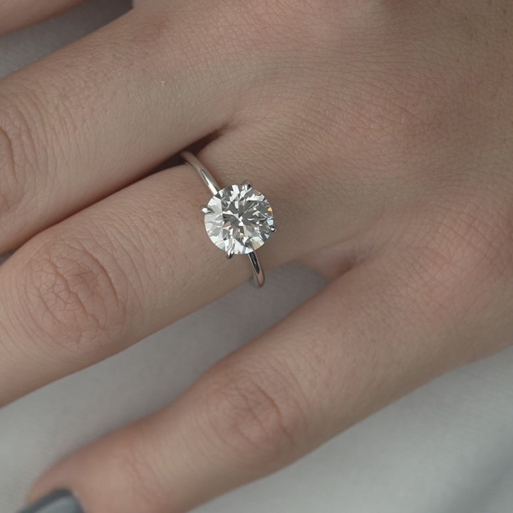 The Liberty Round Lab Diamond Moissanite Engagement Ring *Shown with 2 ct #material_white