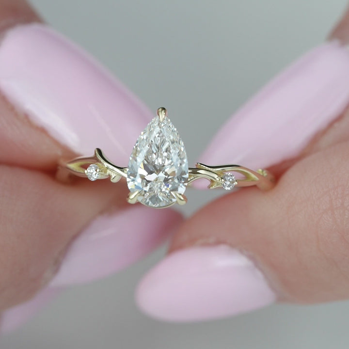 The Coco Pear Lab Diamond Moissanite Engagement Ring *Shown with 1 ct #material_gold