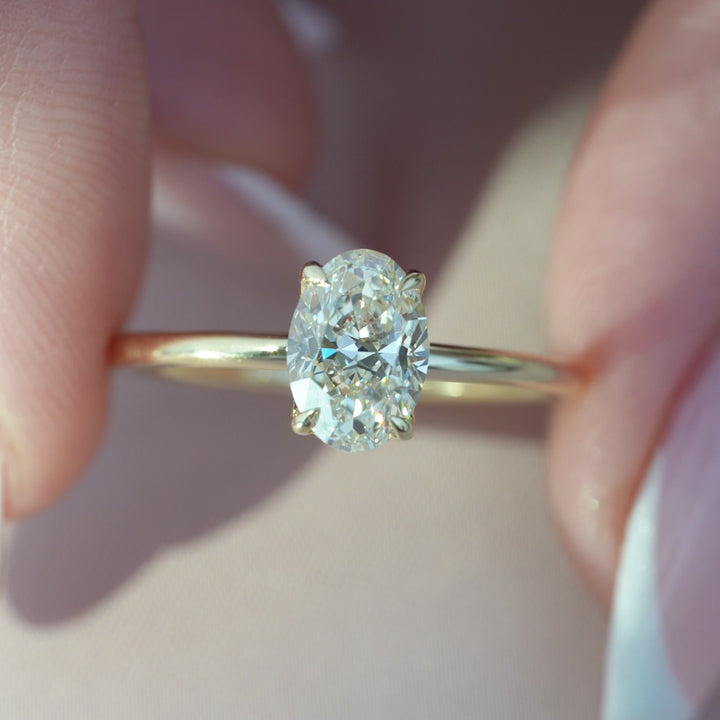 The Abby Oval Lab Diamond Moissanite Engagement Ring *Shown with 1.5 ct #material_gold